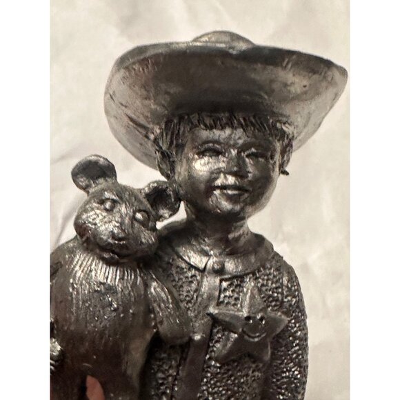 Vintage Michael Ricker Pewter Cowboy  Sheriff Boy With Bear Figurine - Picture 4 of 10